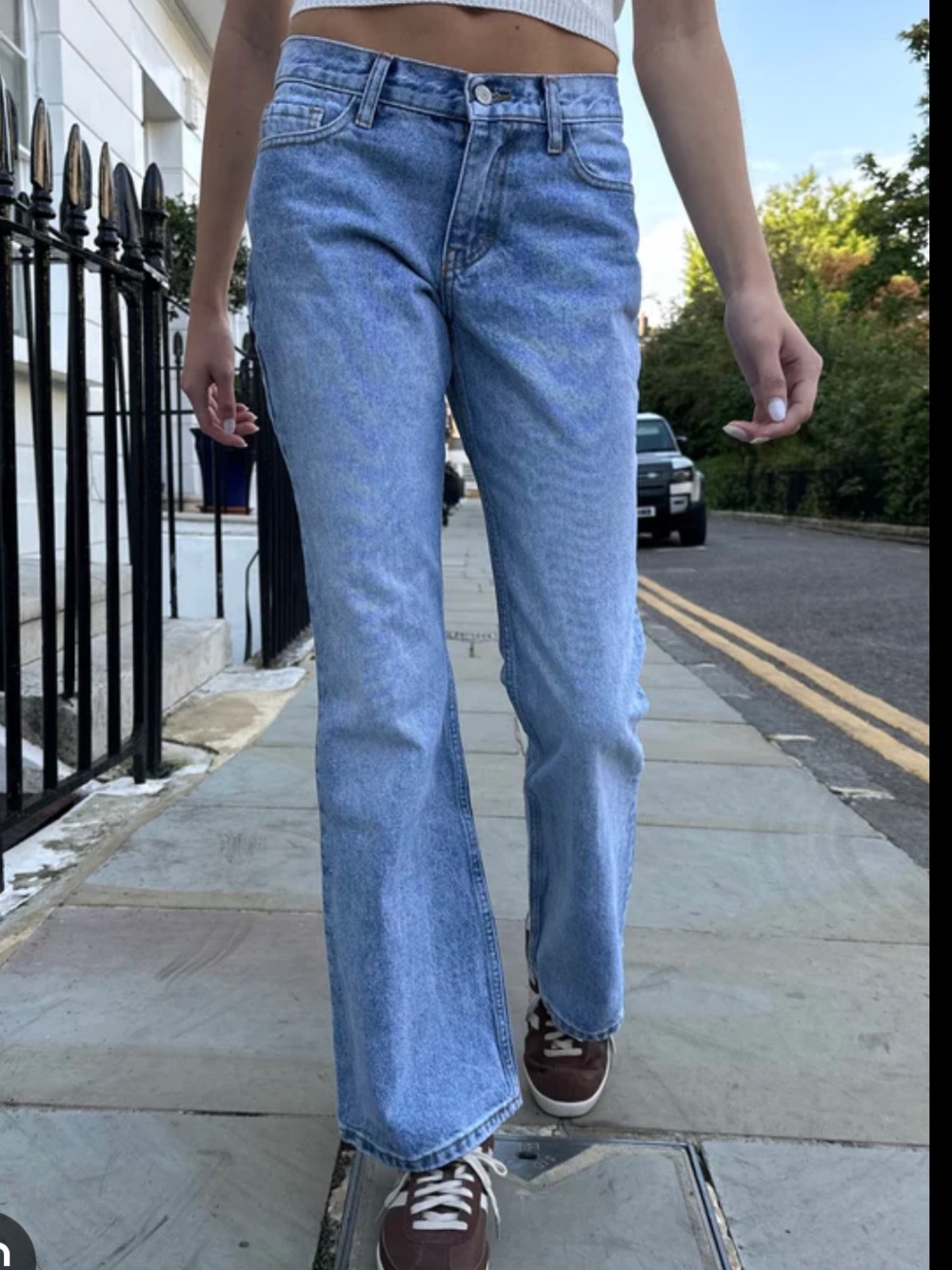Brandy Melville Light Blue Denim Jeans with Contrast Stitching